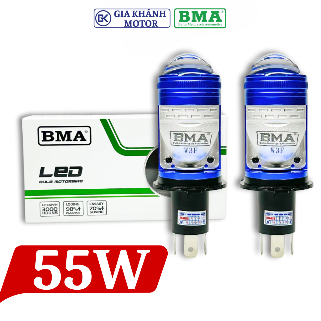 Đèn Pha LED Bi Cầu Mini BMA W3F 55W Chân H4 Lắp Ô Tô Xe Máy - Ảnh 3