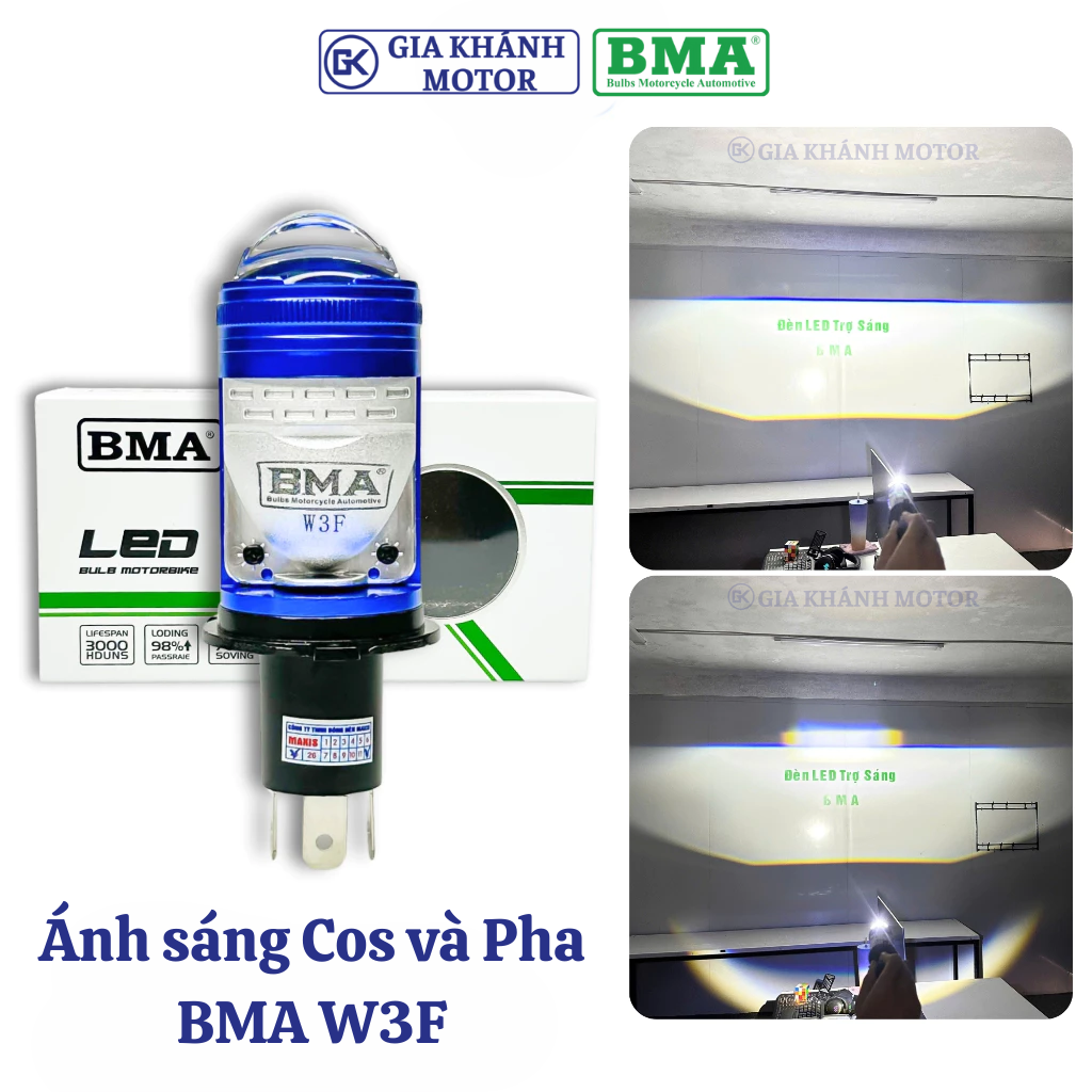 Đèn Pha LED Bi Cầu Mini BMA W3F 55W Chân H4 Lắp Ô Tô Xe Máy - Ảnh 7